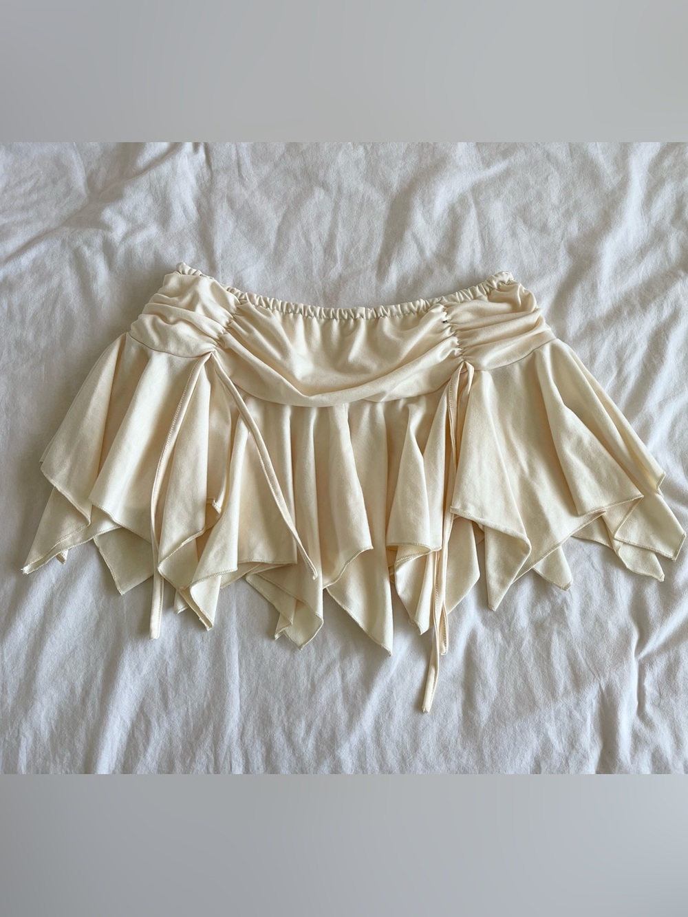 Y2K Cream Ruffled Mini Skirt